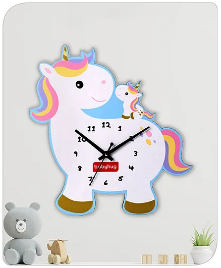 Babyhug Unicorn Shaped Wall Clock - Black