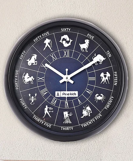 Pine Kids Zodiac Wall Clock - Blue & Black