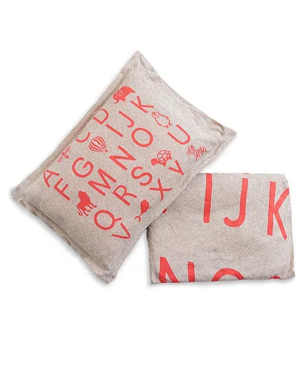 Pluchi Alphabet Cotton Knitted Cot Sheet & Pillow Set - Grey