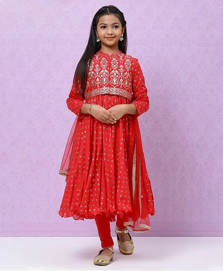 biba red anarkali suit