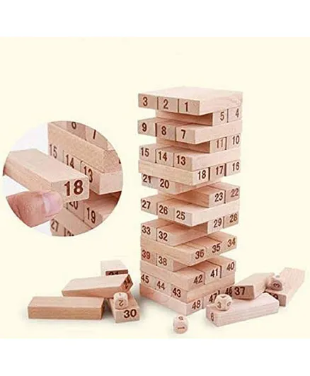 Adichai Building Bricks Stacking Classic Traditional Toppling Tumbling Tower Game Multicolor - 48 Pieces