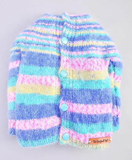 The Original Knit Handmade Full Sleeves Striped Sweater- Multi Colour