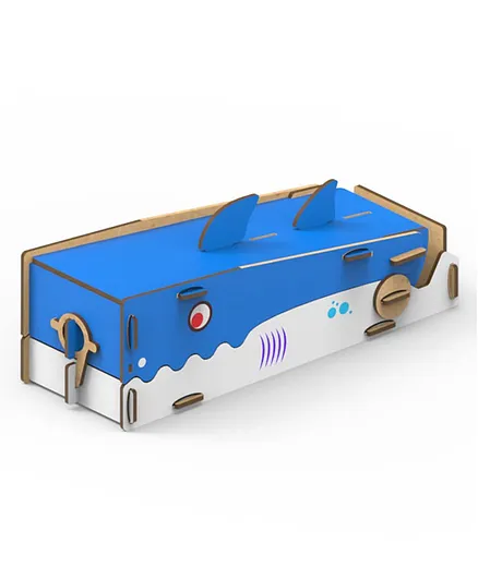 Webby DIY Shark Themed Wooden Pencil Box - Multicolour