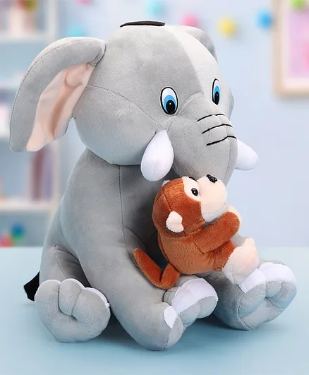 Babyhug Baby Elephant Soft Toy with Attached Monkey - Height 30 cm Online  India, Buy Soft Toys for (2-10 Years) at  - 10305360