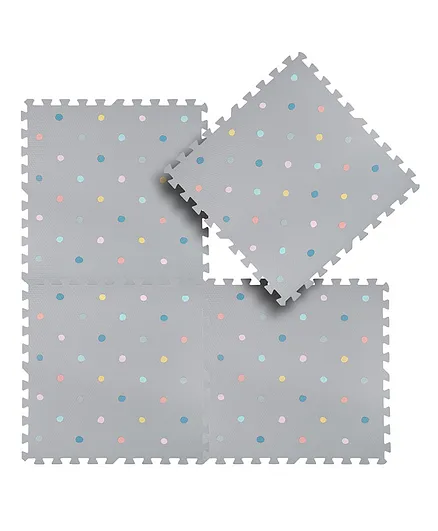Kind & Me Interlocking Playmat Polka Dot Grey - 6 Pieces 