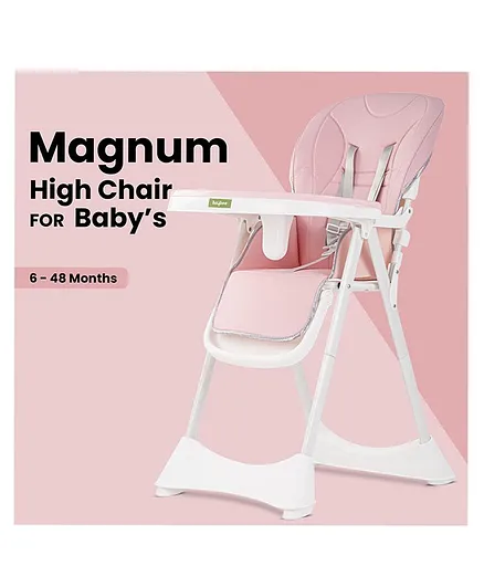 BAYBEE Magnum 2 in 1 Convertible Feeding High Chair With Adjustable Height & Footrest - Pink