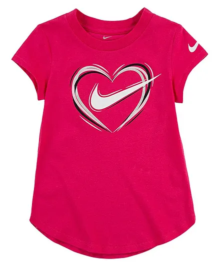 Nike Half Sleeves Jersey Logo Print Tee - Dark  Pink