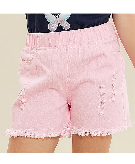 Kookie Kids Mid Thigh Washed Shorts - Pink