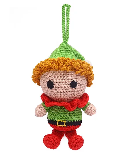 Happy Threads Elf Handcrafted Amigurumi Christmas Tree Ornament - Multicolor