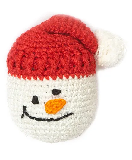 Happy Threads Handcrafted Amigurumi Snowman Christmas Tree Ornament- Red White