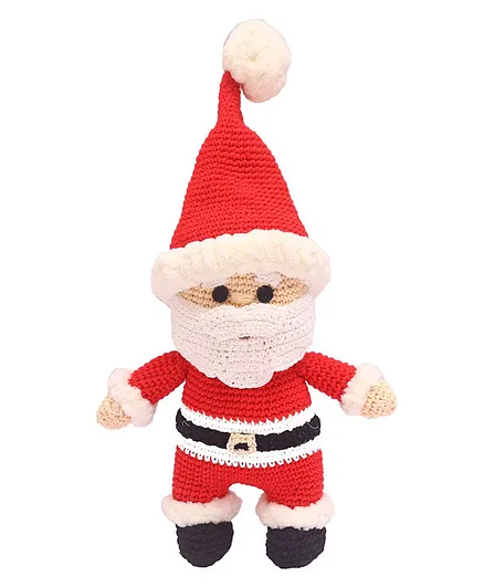 HAPPY THREADS Handmade Crochet Amigurumi Santa Soft Toy Red - Height 25.4 cm