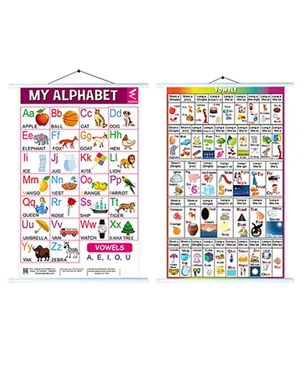 Wissen Double Side Alphabet And Vowel Roller Wall Chart - English