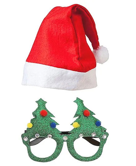 Chocoloony Merry Christmas Santa Cap and Goggles - Red Green