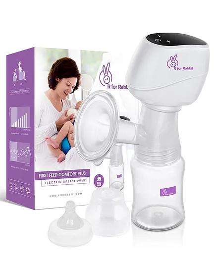 R for Rabbit First Feed Comfortable Electric Breast Pump - White
