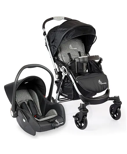 R for Rabbit Chocolate Ride Travel System with Car Seat and Stroller - Black Grey