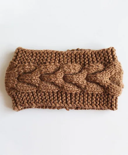 Woonie Cable Knit Headband - Brown