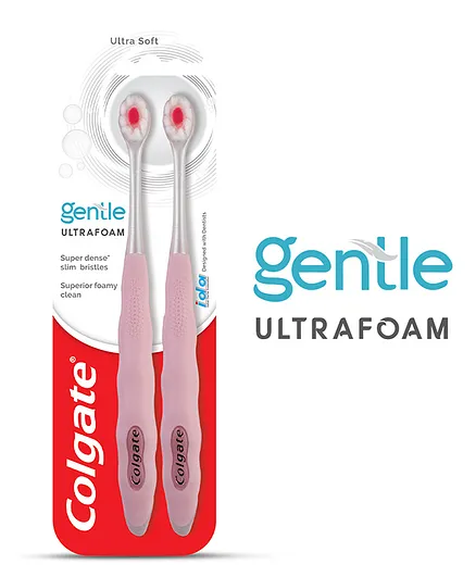 Colgate Gentle Ultra Foam Ultra Soft Toothbrush Pack of 2 - Multicolour (Color May Vary)
