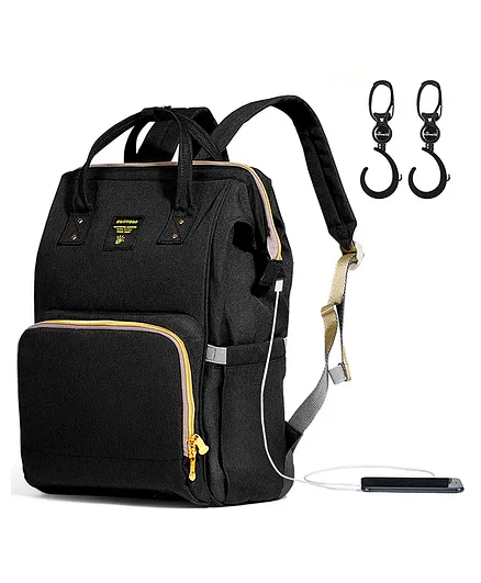 Sunveno Diaper Bag with Stroller Hook USB Port - Black