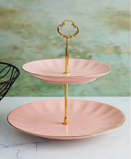 A Vintage Affair Designer Ceramic Classic Cake Stand - Pink