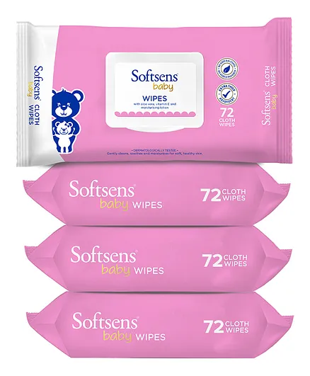 Softsens Extra Moisturising Skin Care Wet Wipes Pack of 4 - 72 Pieces Each