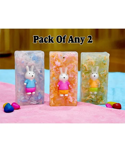 THE LITTLE LOOKERS Handmade Rabbit Shaped Organic Soap Pack of 2 - 100 gm