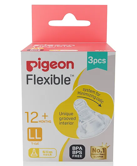 Pigeon Peristaltic LL Size Y Cut Nipple Pack of 3 - White