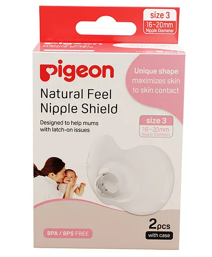 Pigeon Natural Feel Nipple Shield with Case Size 3 Pack of 2 - White