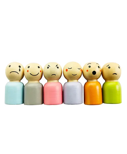Little Jamun Feelings Peg Dolls  Pack of 6 - Multicolor