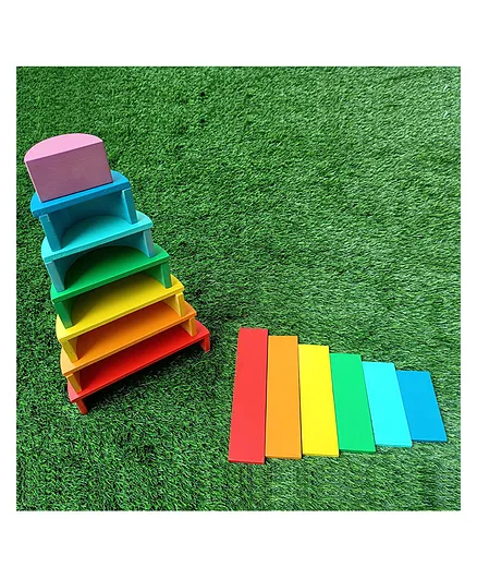 Little Jamun Rainbow Stacking Toy Set Multicolor - 19 Pieces 