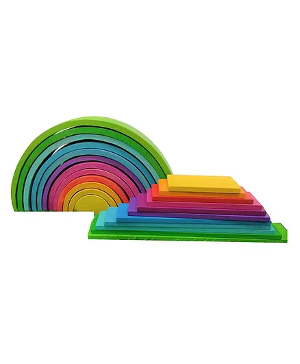 Little Jamun Rainbow & Planks Stacking Toy Set - 23 Pieces 