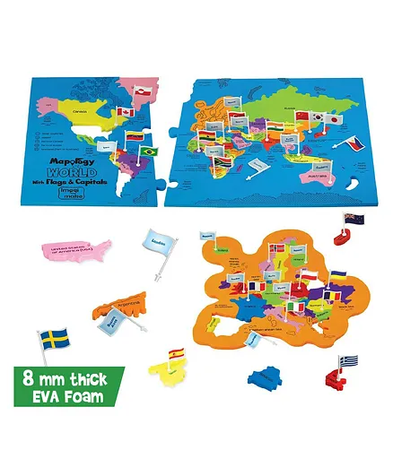 Imagi Make Mapology World With Flags and Capitals Multicolour - 76 Pieces (Colour May Vary) 