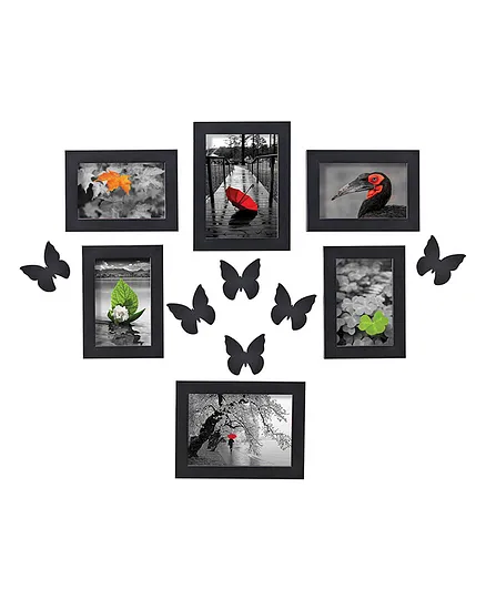 Butterfly Photo Frame Set of 6 - Black