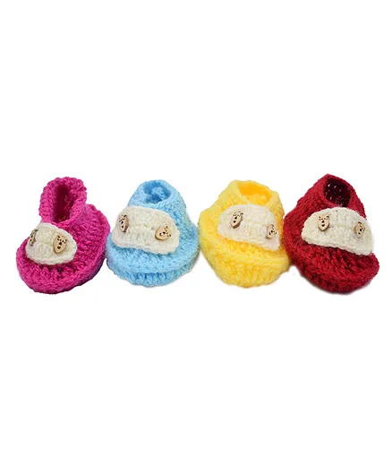 MIMISKU Unisex Baby's Assorted Bootie Set of 4 Pairs - Multicolor