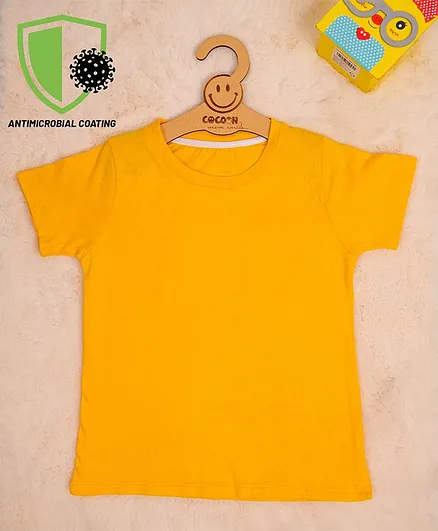 COCOON ORGANICS Half Sleeves Solid Anti-Microbial Tee - Yellow