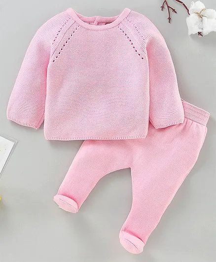 ToffyHouse Winter Wear Full Sleeves Sweater & Bootie Leggings - Pink