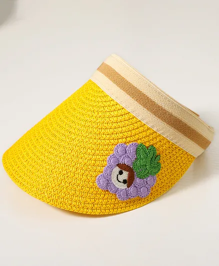 Babyhug Grapes Embroidered Straw Hat - Yellow