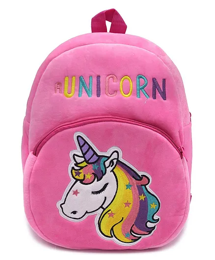 Frantic Velvet Unicorn School Bag Pink - 12 Inches