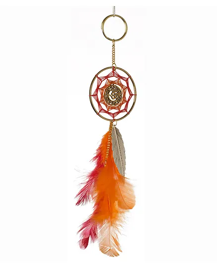 Rooh Dream Catcher Om Keychain Handmade Hangings for Positivity - Red & Orange