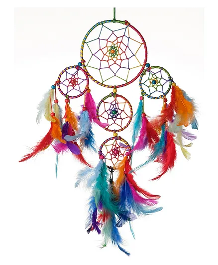 Rooh Dream Catcher Multi Colour 4 Tier Handmade Hangings For Positivity- Multicolor