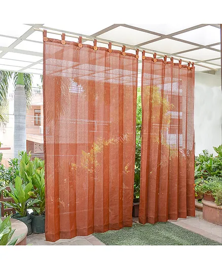 Hippo Loop Curtains with Sun Protection Pack of 2 Brown - 4.5FTX9FT