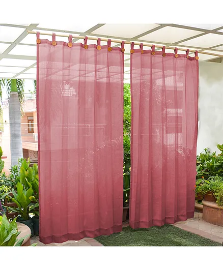 Hippo Loop Curtains with Sun Protection Pack of 2 Burgundy - 4.5FTX9FT
