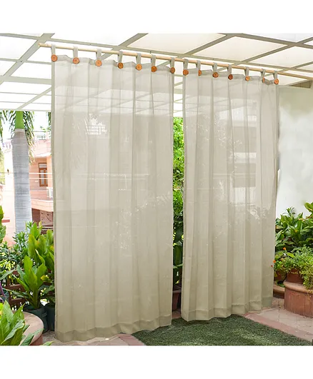 Hippo Loop Curtains with Sun Protection Pack of 2-Ivory - 4.5FTX4.5FT