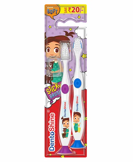 DentoShine Sticky Toothbrush Pack Of 2 - Blue Purple