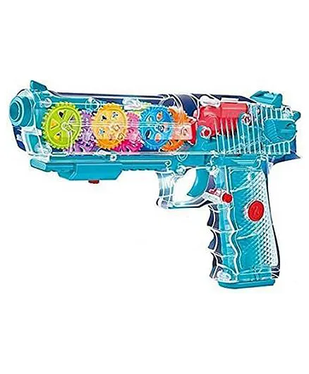 DHAWANI Lifestyle Transparent Glow With Multi Musical Blaster Moving Gears Concept And Colourful Flashing Light Gun Toy - Multicolor