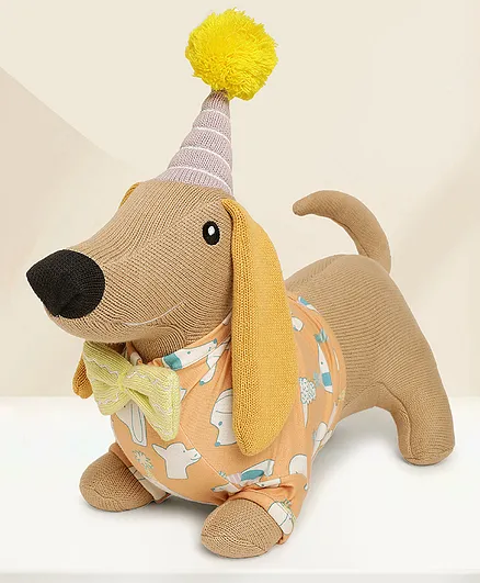 Mi Arcus Dapper Knitted Dog Soft Toy Brown - Height 45 cm