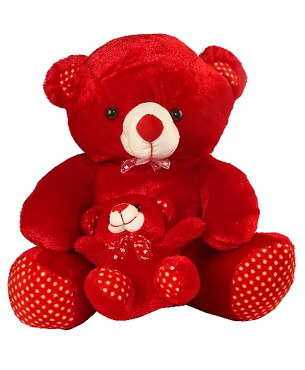 KIDS WONDERS Mother Son Teddy Soft Toy - Red