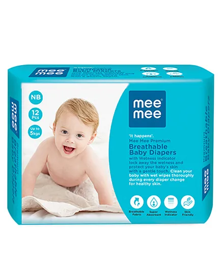 Mee Mee Breathable Premium Diaper Pants Newborn - 12 Pieces