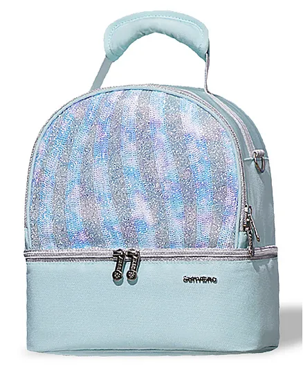 Sunveno Insulated Lunch Bag With Zipper Closure - Sparkle Blue