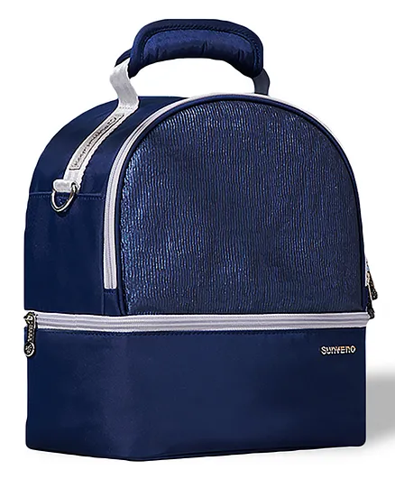 Sunveno Insulated Lunch Bag With Zipper Closure - Navy Blue