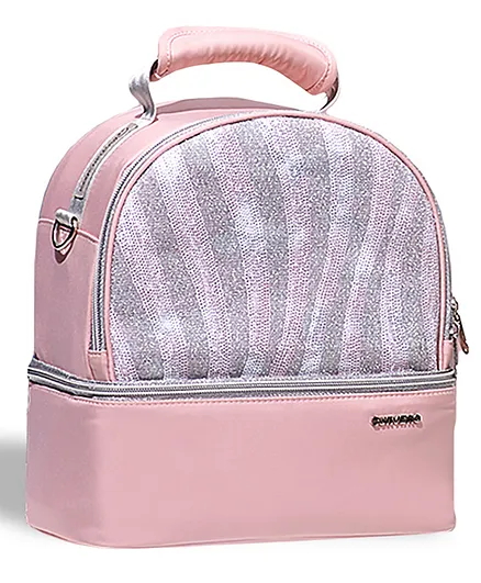 Sunveno Insulated Lunch Bag With Zipper Closure - Sparkle Pink 